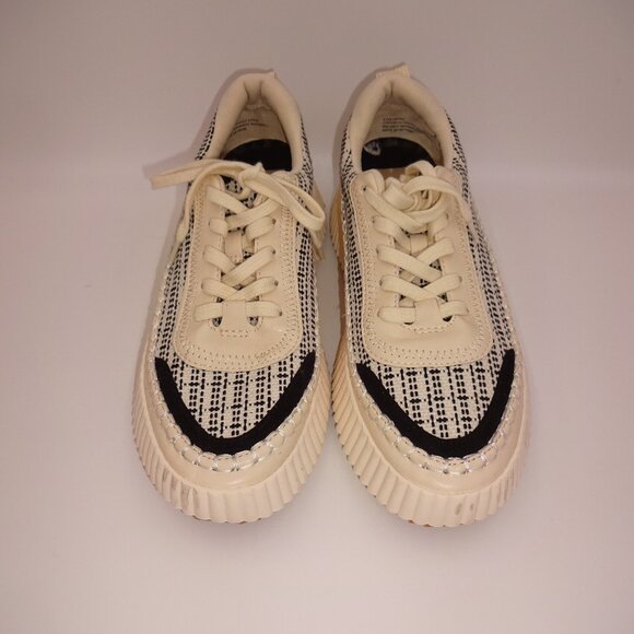 Womens Dolce Vita Denae Platform Sneakers 8.5 M White & Black Tennis Shoes - Picture 2 of 10